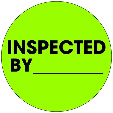 Bsc Preferred 2'' Circle - ''Inspected By'' Fluorescent Green Labels BUY00019800